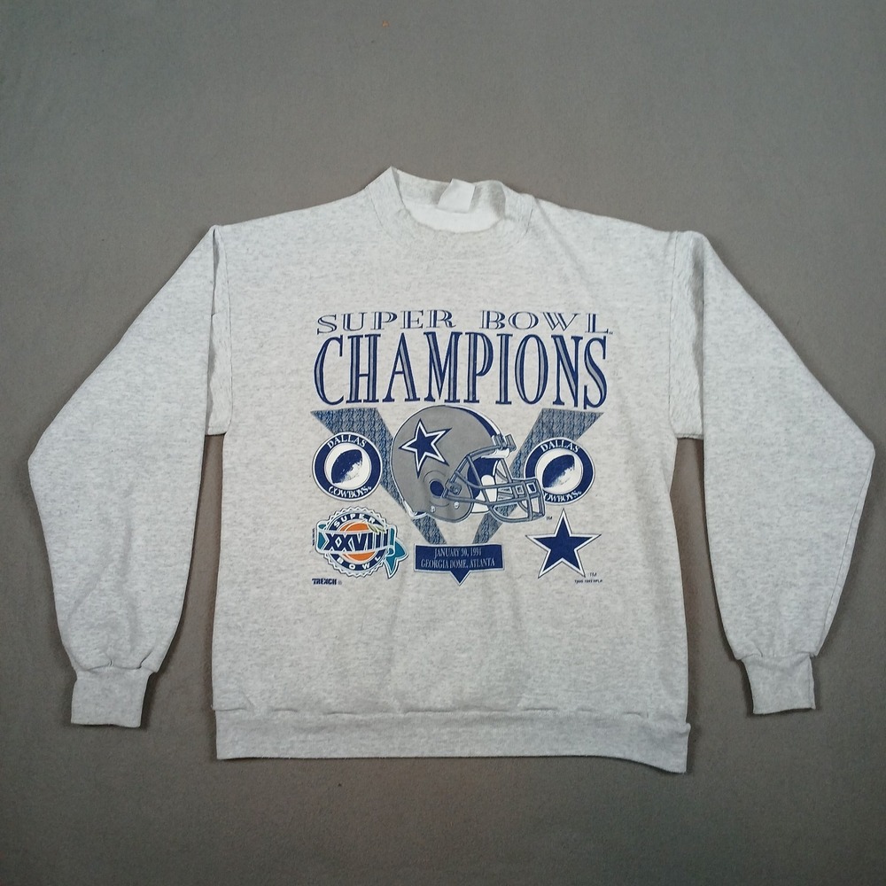 Vintage Dallas Cowboys Super Bowl‎ XXVIII Sweatshirt Crewneck L 1993 Trench USA